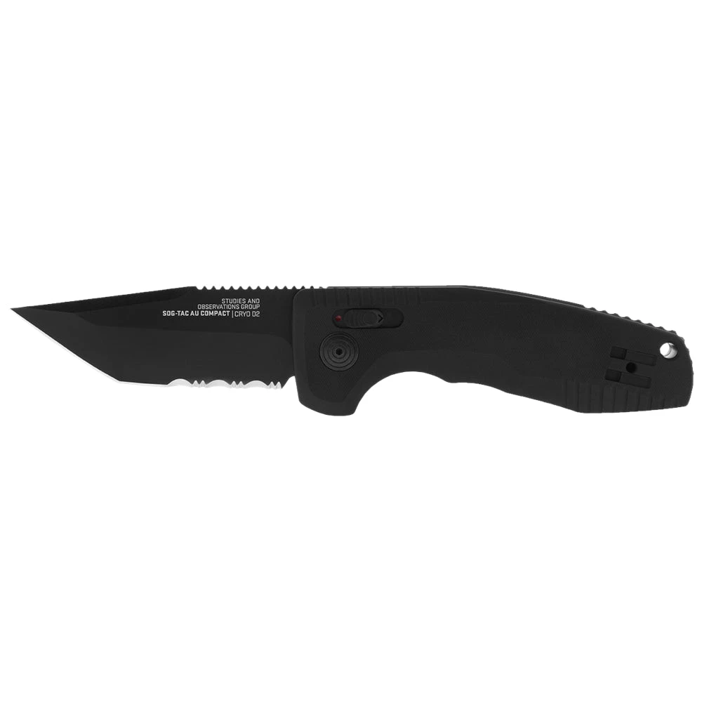 Couteau Automatique SOG-TAC Auto Compact Tanto Serrated Manche Aluminium Sog