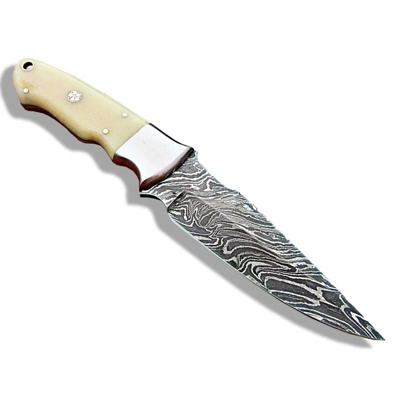 Couteau à Dépecer Motif Ladder Et Manche En Os Coloré