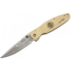 Couteau Poche Damas Micarta Blanc | Mcusta